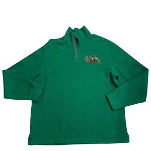Polo Ralph Lauren Men's Green Quarter Zip Pullover Sweater Embroidered Size L